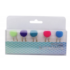 Bookmarks gold, colored pompon 5 pc  x 12