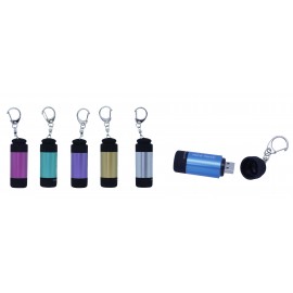 Keyring with USB rechargeable LED assorted colors x12