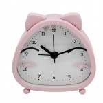 Pink cat head alarm clock, sweep movement