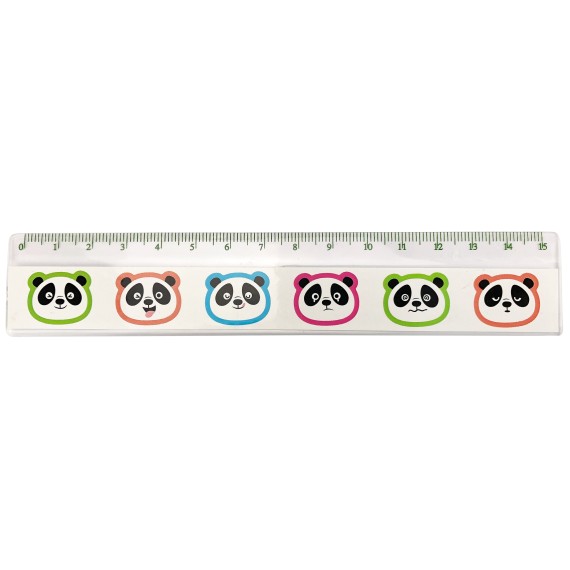 Transparent ruler, with colored panda's head, x 36 pcs