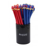 Metal rocket charmed topper pencil, blue and red colors