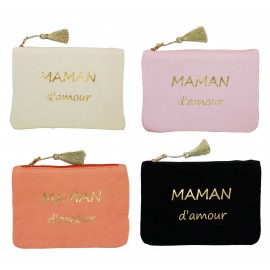 Pochette cosmétique en tissu "Maman d'Amour"