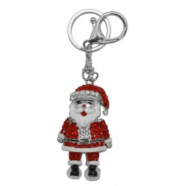 Porte clés Père Noel en métal argent
