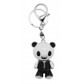 Porte-clés en émail, panda noir et blanc