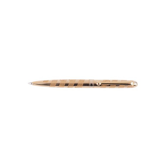 Mini stylo bille slim motif music métal doré - Equinoxe Cadeaux