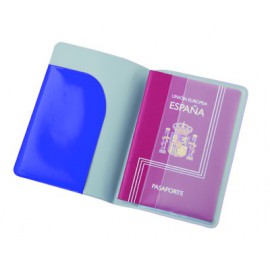 Protège passeport bleu symbole avion en PVC