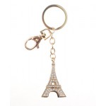 Porte-clés forme Tour Eiffel dorée avec strass