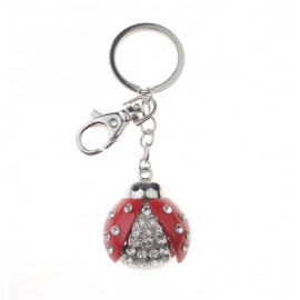 Porte-clés métal forme coccinelle rouge avec strass