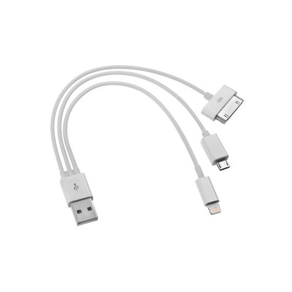 Câble USB blanc 3 en 1 pour iPhone3-4-5-6 + micro USB