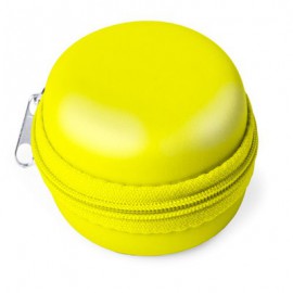 Mini boite ronde zippée , plastique termoformé jaune