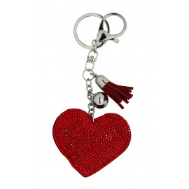 Porte clé coeur strassé rouge