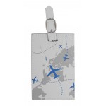 Coffret protège-passeport + étiquette à bagage blancs, motifs avions