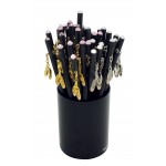 Black wood pencil with gold or silver ballet shoes