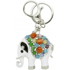 Keyring elephant enamel and colored stones
