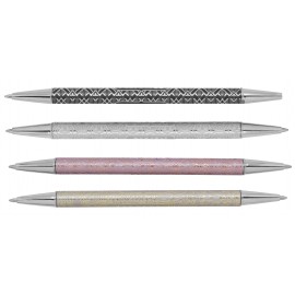 Metal ballpen , for 2 ink colors red or black , assorted colors x 18