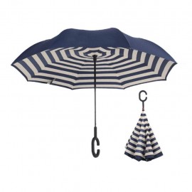 Parapluie inversé modèle rayé marine et blanc