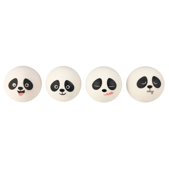 Gommes en forme de tête de panda, 4 dessins assortis, x 24 pcs