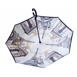 Parapluie inversé motif monuments de Paris x 4