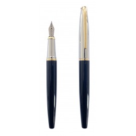Black laquered fountain pen, gold and silver finishes
