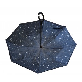 Parapluie inversé marine motif gouttelettes