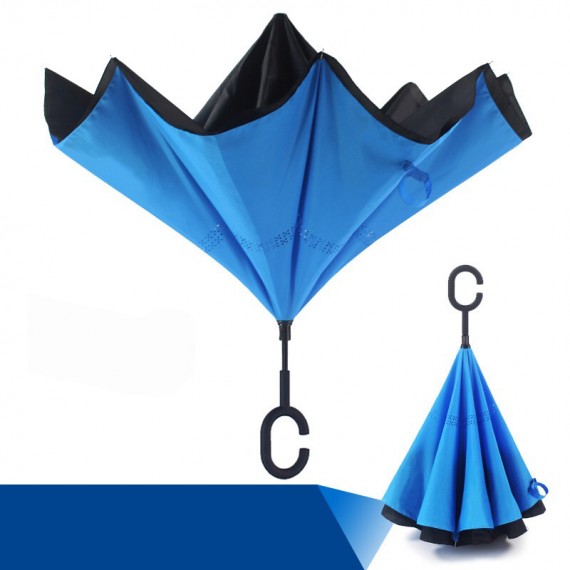 Parapluie inversé modèle uni marine