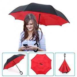 Parapluie inversé modèle uni rouge