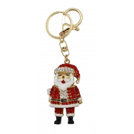 Porte clés Père Noel en métal doré