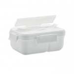 Lunch box blanche à 2 niveaux avec couverts en PP capacité 1000 ml