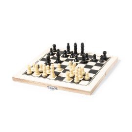 Jeu d'échecs avec plateau pliant en bois de pin naturel