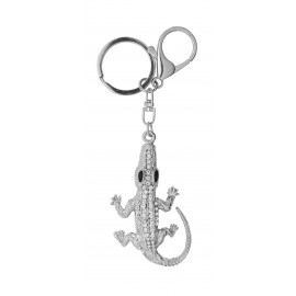 Porte-clés en métal et strass "crocodile"