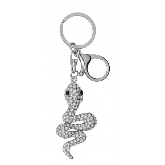 Porte-clés en métal et strass "serpent"
