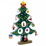 Sapin de Noël en bois avec 12 petites décorations , boite cadeau