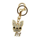 Porte clés "chien" chihuahua , métal doré ou chromé et strass.2 couleurs  assorties