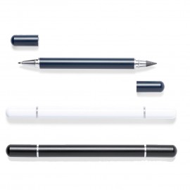 Stylo 2 en 1 , crayon éternal et stylo bille en métal laqué, couleurs assorties