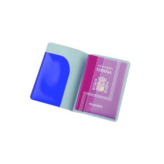 Protège passeport bleu symbole avion en PVC