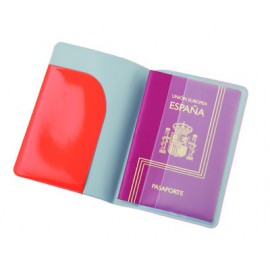 Protège passeport rouge symbole avion en PVC